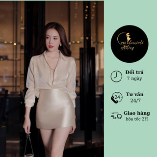 Set đồ nữ sang chảnh áo sơmi form suong kèm chân váy sang trogj, thanh lịch