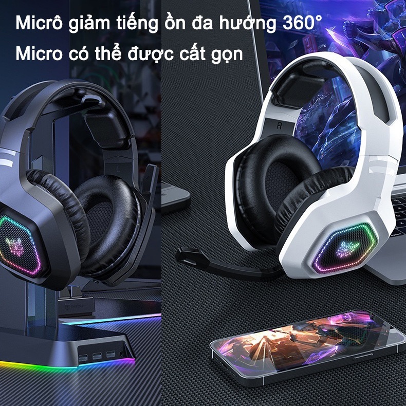 Tai Nghe Gaming Ba Chế Độ Onikuma B100 2.4G/Bluetooth/Có Dây Có Micrô Đa Hướng Thời Lượng Pin 60 Giờ