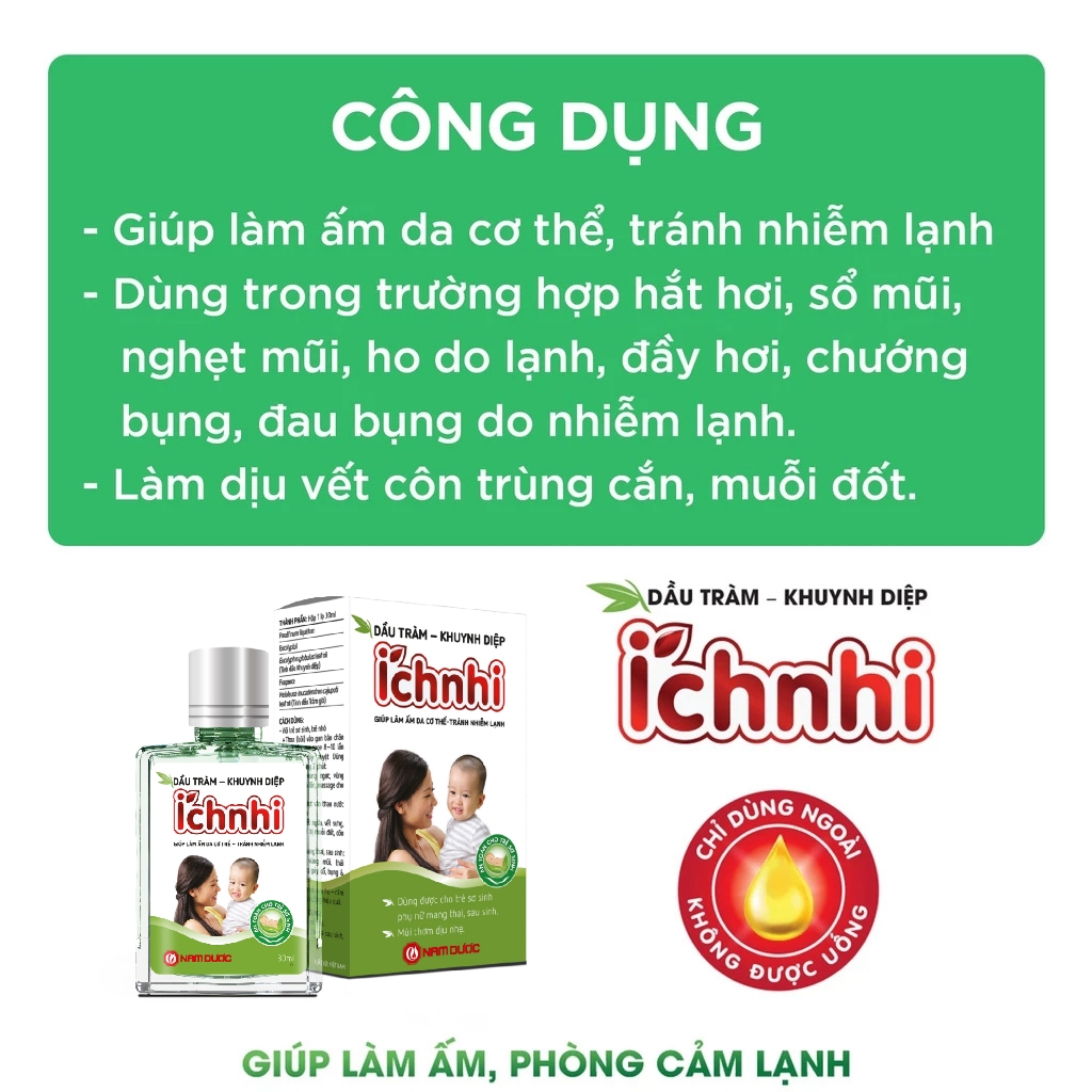 Ảnh Dầu tràm khuynh diệp Ích Nhi 30ml giúp phòng cảm lạnh, làm ấm, an toàn cho trẻ sơ sinh và phụ nữ có thai, sau sinh 4