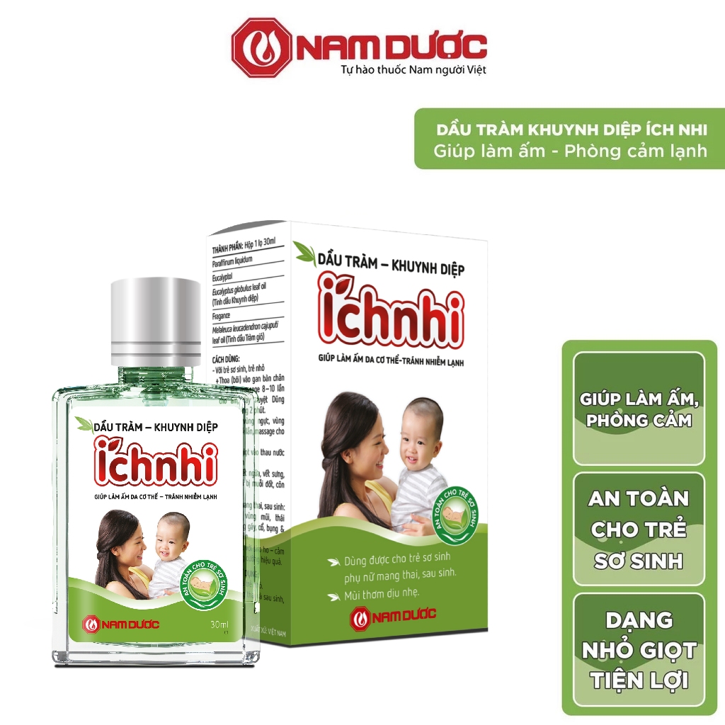 Ảnh Dầu tràm khuynh diệp Ích Nhi 30ml giúp phòng cảm lạnh, làm ấm, an toàn cho trẻ sơ sinh và phụ nữ có thai, sau sinh 3