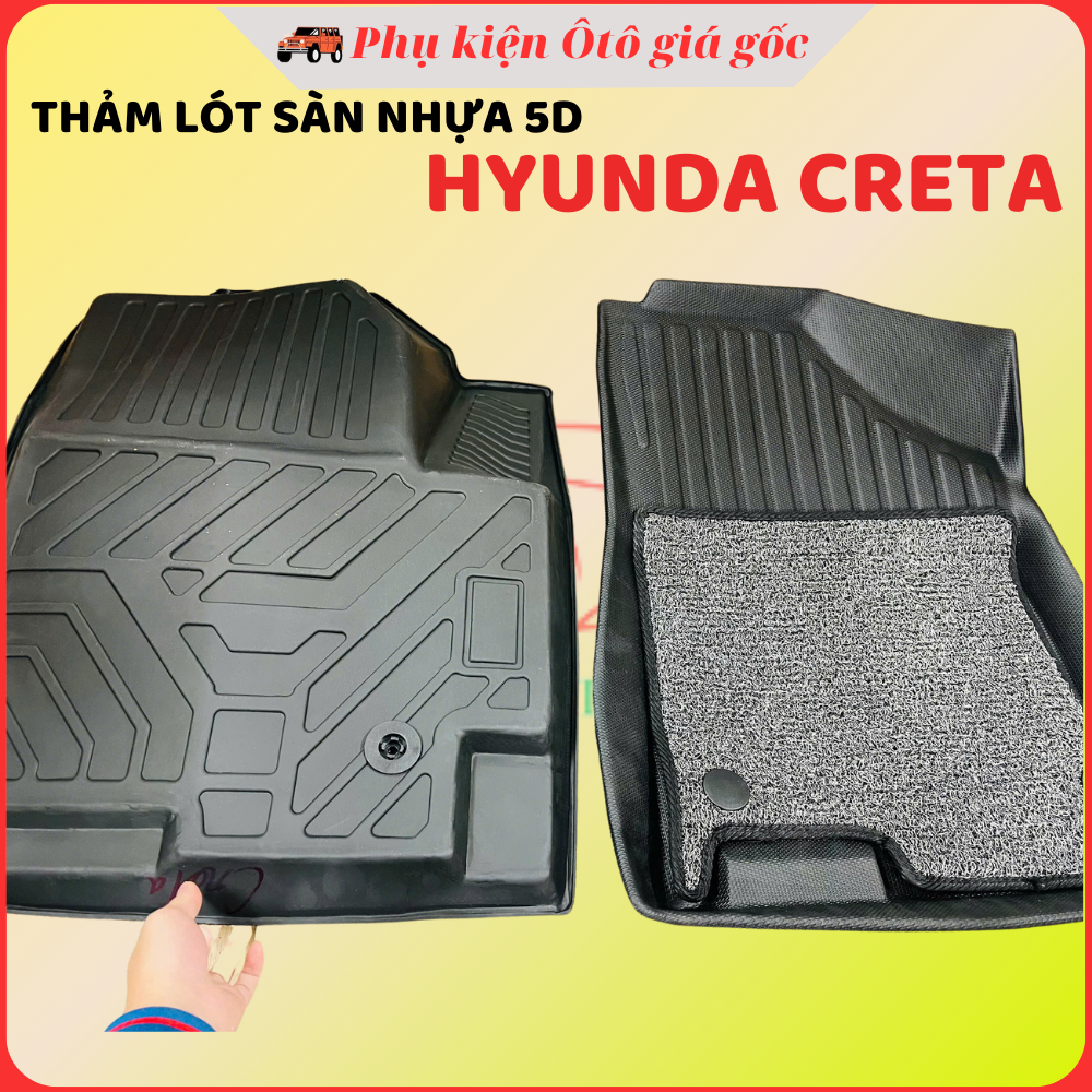 Thảm Lót Sàn NHỰA 5D xe Huydai Creta 2022- 2024, 2025 Hàng Nhựa TPE đúc nguyên khối KO TRÀN VIỀN Kèm rối - TL