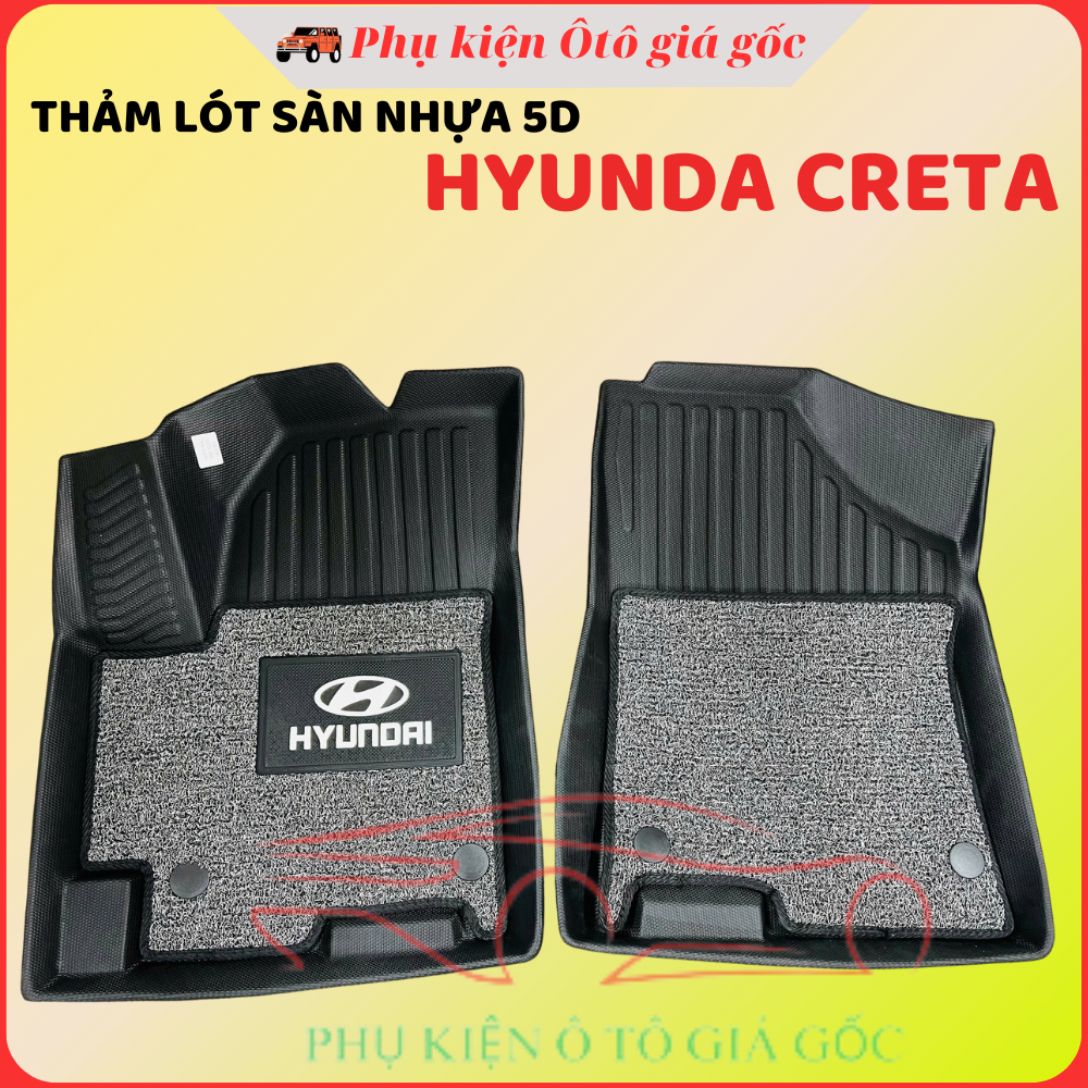 Thảm Lót Sàn NHỰA 5D xe Huydai Creta 2022- 2024, 2025 Hàng Nhựa TPE đúc nguyên khối KO TRÀN VIỀN Kèm rối - TL