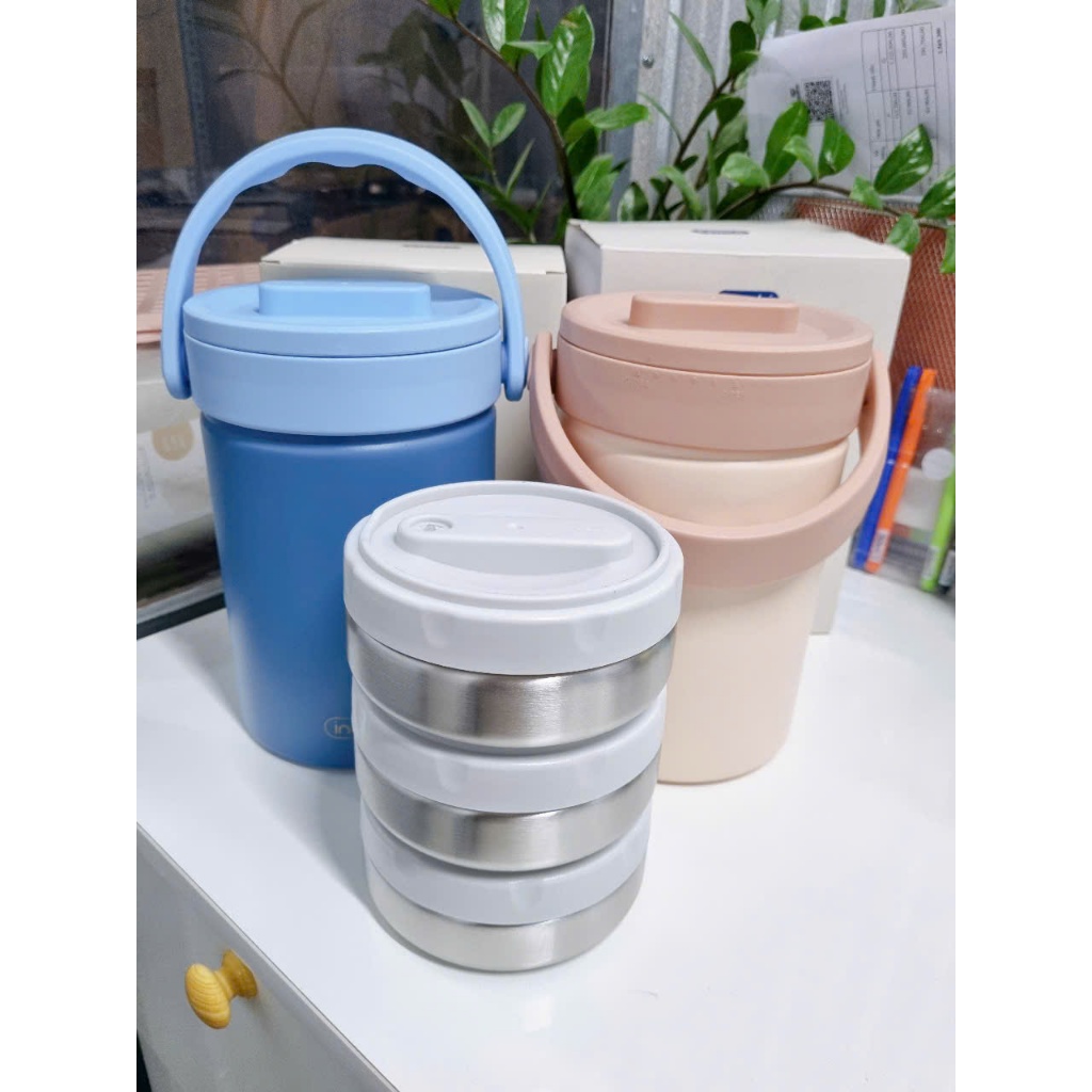 Hộp cơm giữ nhiệt mang đi làm Fuji Savory 1700ml, inox 304 cao cấp 3 hộp trữ kèm muỗng inox gấp gọn