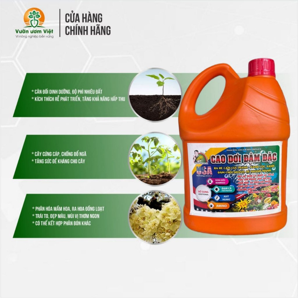 Phân bón CAO DƠI ĐẬM ĐẶC, chiết xuất từ dơi nguyên chất kết hợp đa trung vi lượng - 5 lít
