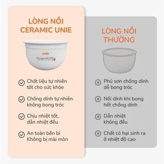 Nồi Cơm Điện Thông Minh Unie URC815 – Lòng Gốm Ceramic, 6 Chế Độ, Dung Tích 1.5L, Bảo Hành 12 Tháng