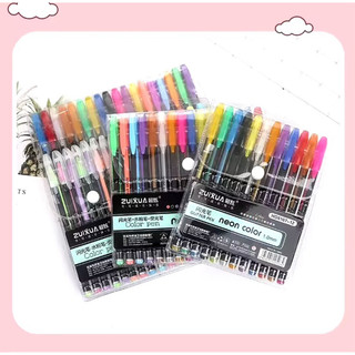 Bộ 12 Bút Bi Nhũ Kim Tuyến Dạ Quang nhiều màu sắc Neon Gel Color Pen