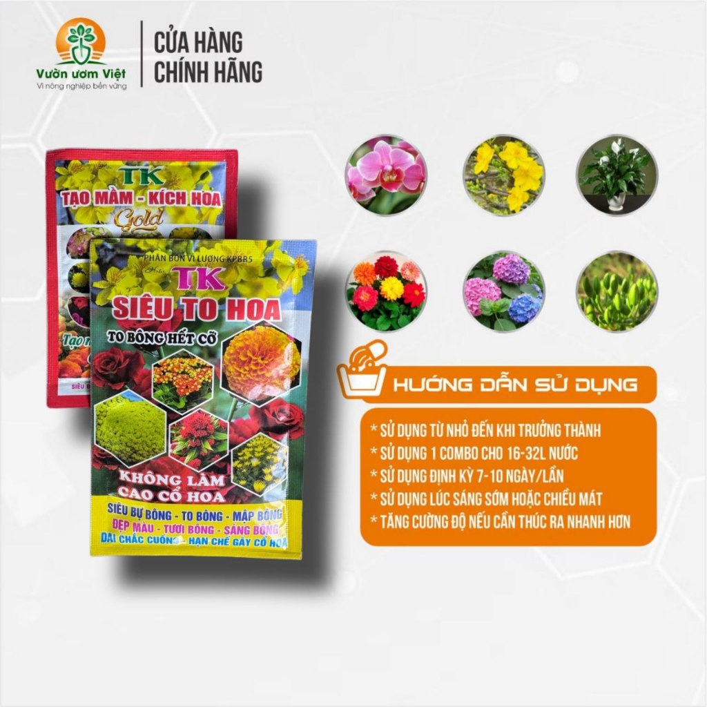 Combo phân bón SIÊU TẠO MẦM HOA TO HOA dưỡng hoa lớn nụ, to bông, đẹp màu, thơm lâu, chống rụng
