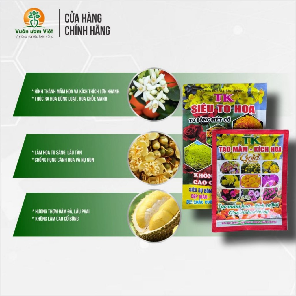 Combo phân bón SIÊU TẠO MẦM HOA TO HOA dưỡng hoa lớn nụ, to bông, đẹp màu, thơm lâu, chống rụng