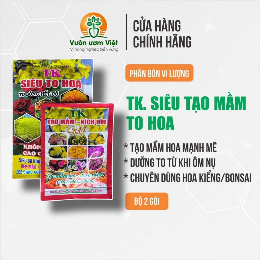 Combo phân bón SIÊU TẠO MẦM HOA TO HOA dưỡng hoa lớn nụ, to bông, đẹp màu, thơm lâu, chống rụng