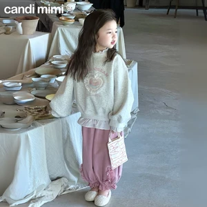 CANDIMIMI Áo hoodie pink cream trái tim - Phong cách Hàn Quốc