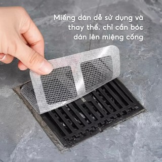 COMBO 10 Miếng Dán Lọc Rác Ngăn Mùi Cống Nước Nhà Tắm Bồn Rửa Chén Bát, Lưới Dán Chống Tắc Nghẽn