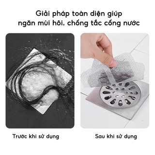 COMBO 10 Miếng Dán Lọc Rác Ngăn Mùi Cống Nước Nhà Tắm Bồn Rửa Chén Bát, Lưới Dán Chống Tắc Nghẽn