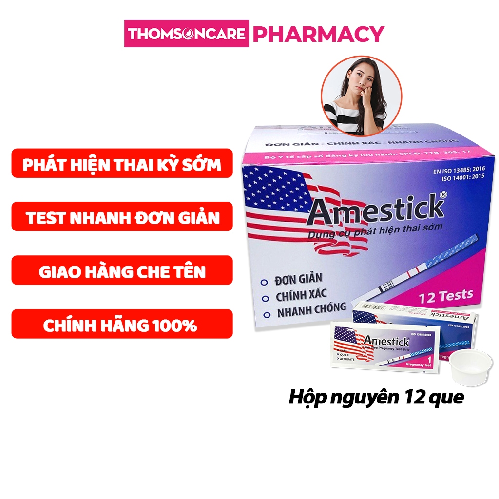 Hộp 12 que thử thai Amestick - Nhanh, chính xác - giao hàng kín đáo, che tên