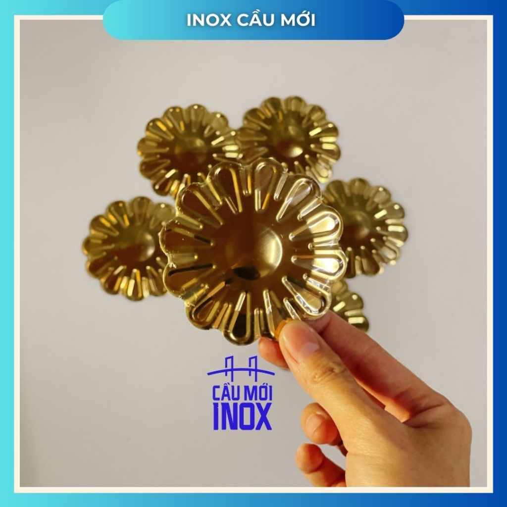 Hoa mai vàng, bạc, hoa cúc inox 304, đường kính 60mm đến 120mm, hoa văn trang trí cửa cổng