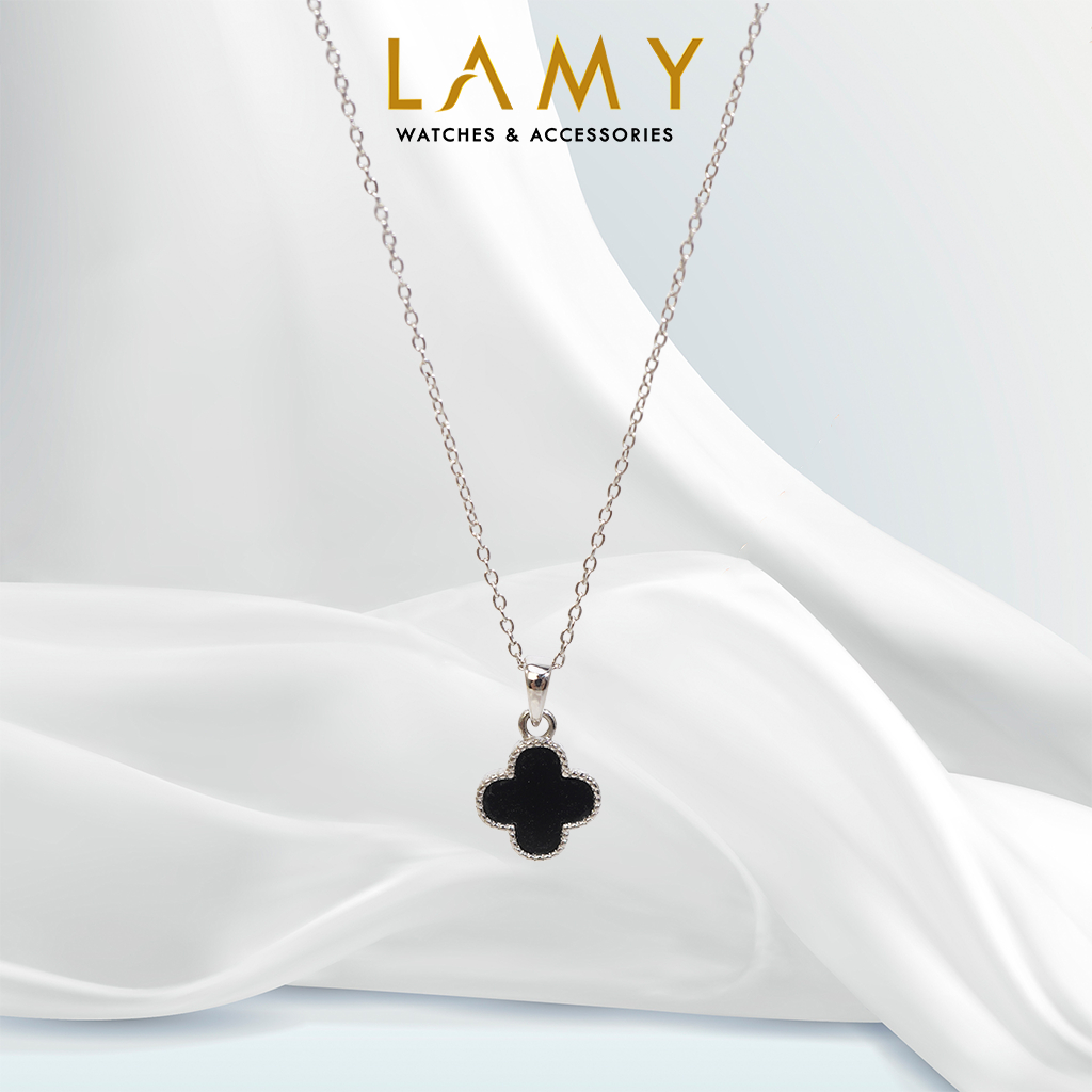 Ảnh Dây chuyền nữ Lamy CDE Black Onyx Flower Silver Necklace CDE6392SV 1