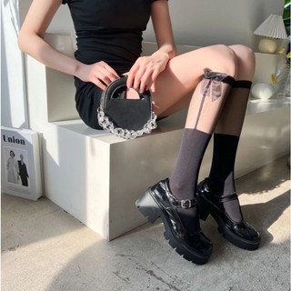 IK Tất Ống Lửng Trong Suốt Đính Nơ Phong Cách Lolita Nhật Cho Nữ V16