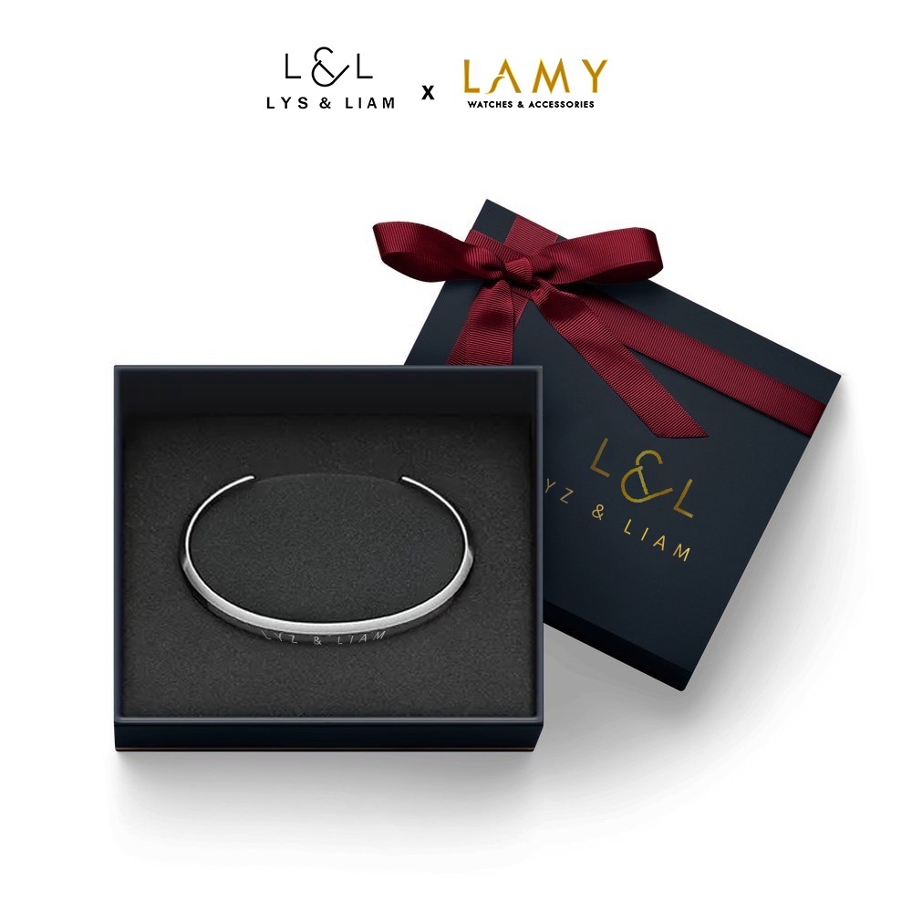 Ảnh Vòng tay nam nữ Lyz and Liam Classic L&L Cuff Silver - Gift Box Hộp quà tặng nơ đỏ & khắc chữ theo yêu cầu 1