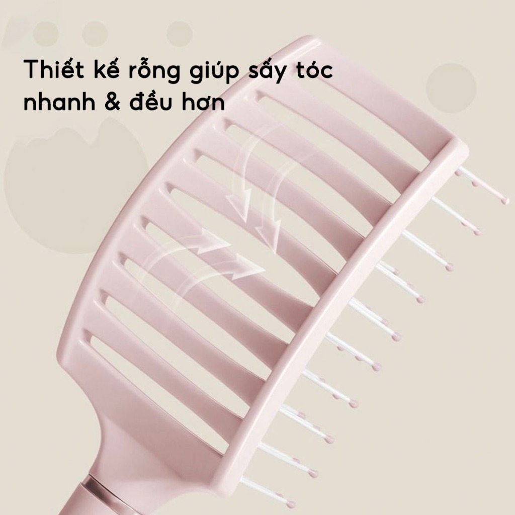 Lược Chải Tóc Gỡ Rối Tạo Kiểu Mát Xa Da Đầu Đa Năng, Lược Bán Nguyệt Đệm Khí Chống Rụng Tóc