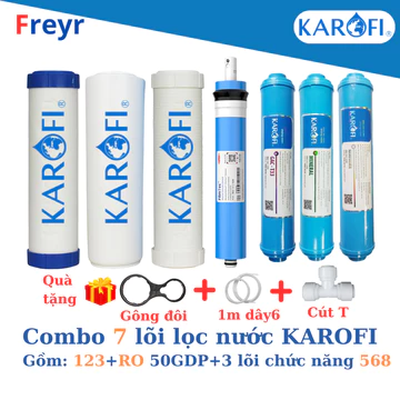 Combo 7 Lõi Lọc Karofi Chính Hãng: Lõi Smax Duo 123, RO50GPD Dupont Mỹ, T33 Mineral Nano Silver