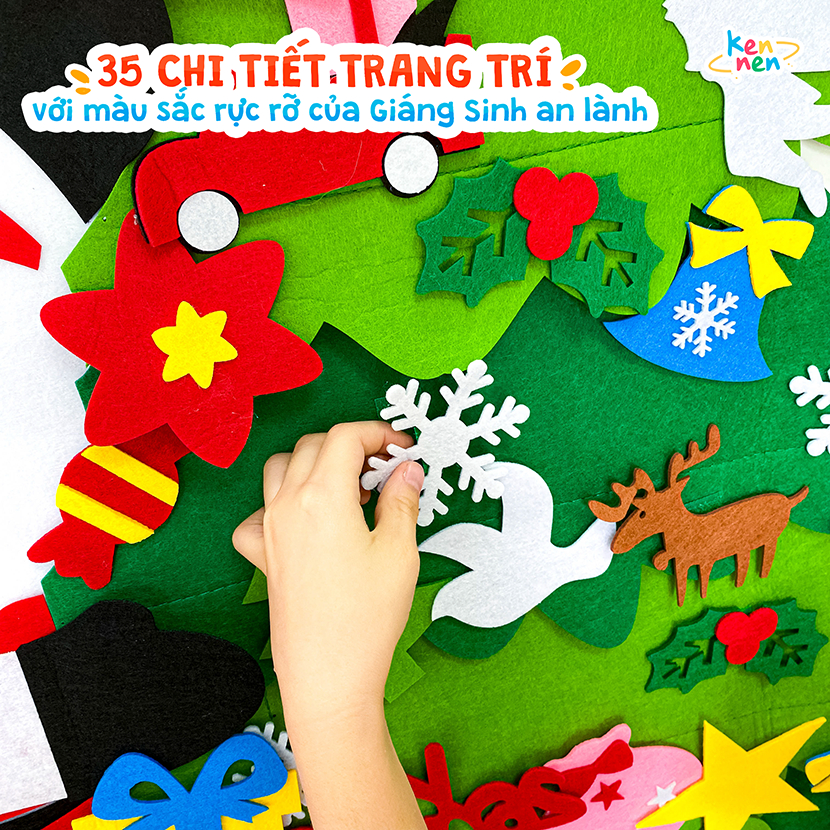 Cây Thông Noel Vải Dạ DIY KENNEN Trang Trí Giáng Sinh - Phiên Bản Ông Già Rực Rỡ Và Tuần Lộc Tinh Nghịch