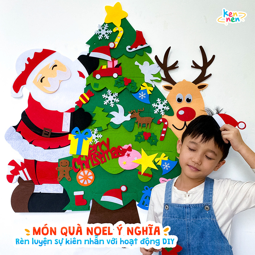Cây Thông Noel Vải Dạ DIY KENNEN Trang Trí Giáng Sinh - Phiên Bản Ông Già Rực Rỡ Và Tuần Lộc Tinh Nghịch