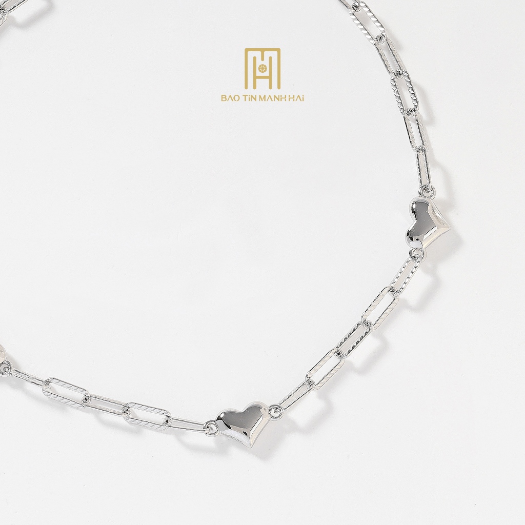 Ảnh Lắc tay bạc 925 Bảo Tín Mạnh Hải thiết kế mắt xích vuông mix trái tim cá tính BCLTB92KD0-305011 2