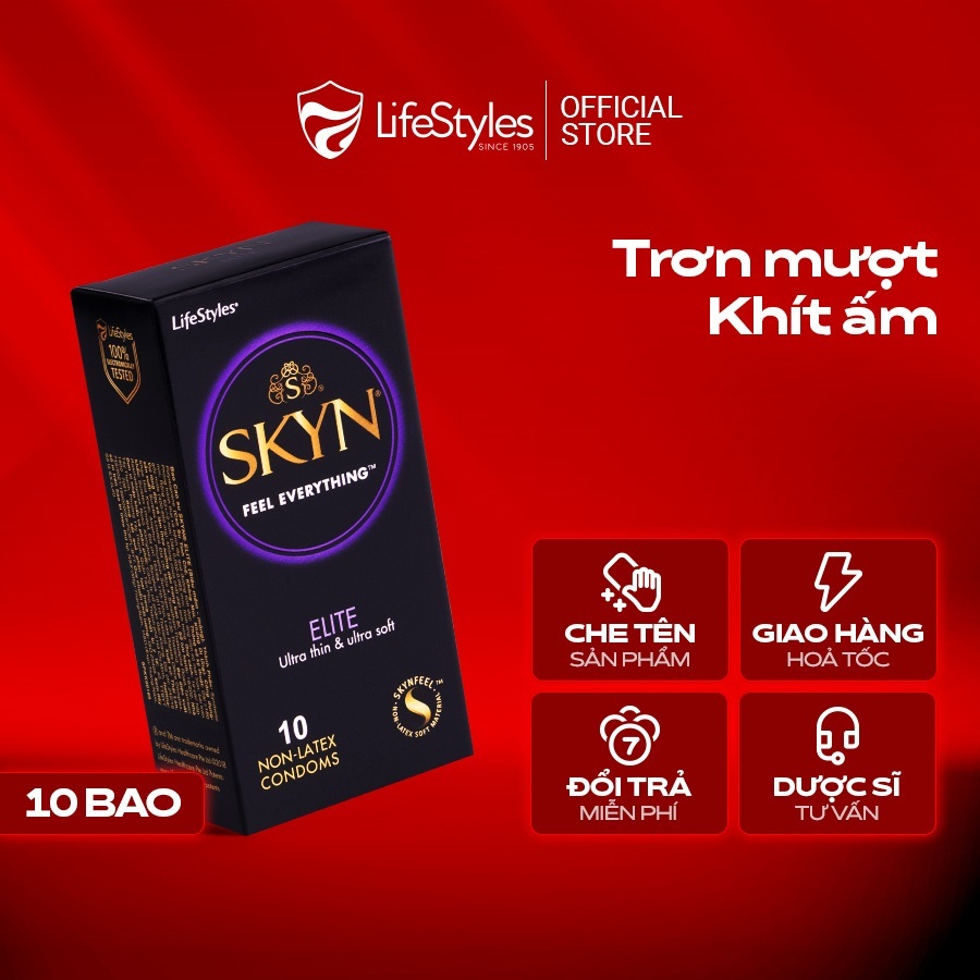 Ảnh Bao cao su Lifestyles SKYN Extra Lubricated nhiều gel, siêu mỏng, non-latex cao cấp hộp 10bcs 2