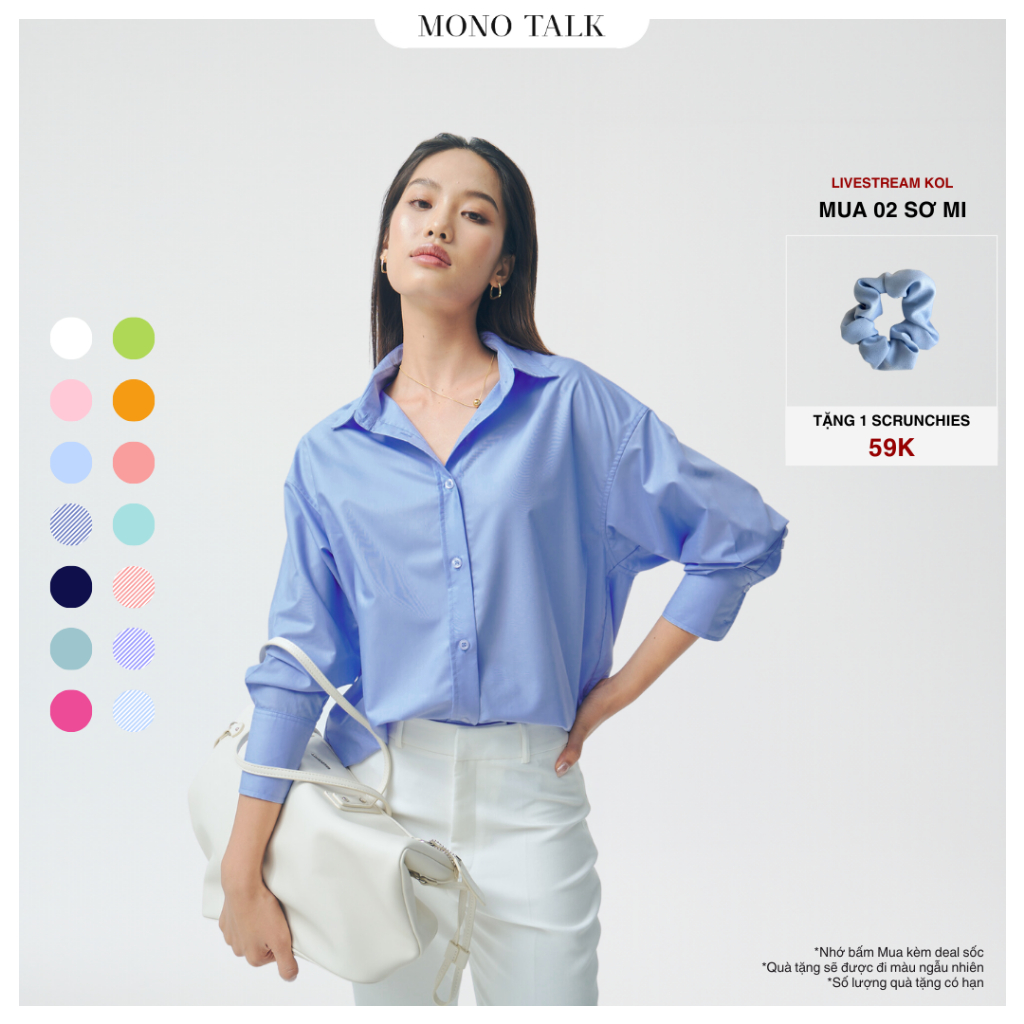 Ảnh Áo sơ mi oversized (tổng hợp màu) vải poplin hạn chế nhăn, mềm mát T10001FT 1