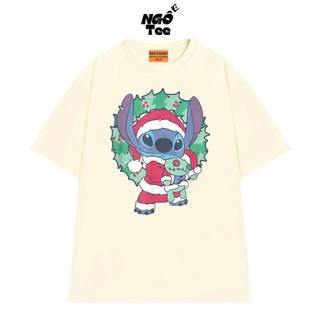 Áo Thun Noel Dễ Thương NGỐ TEE Nhân Vật Hoạt Hình Stitch Chủ Đề Giáng Sinh Form Unisex Rộng Rãi