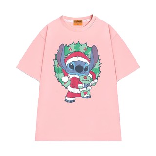 Áo Thun Noel Dễ Thương NGỐ TEE Nhân Vật Hoạt Hình Stitch Chủ Đề Giáng Sinh Form Unisex Rộng Rãi