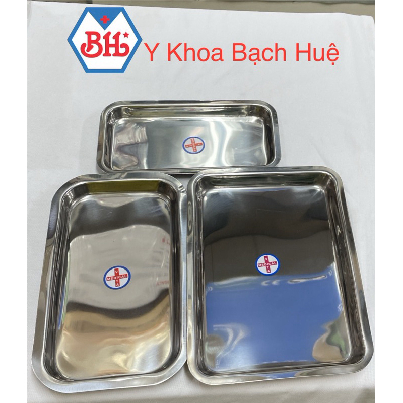 Mâm chữ nhật, Mâm y tế  inox dày bóng không sét