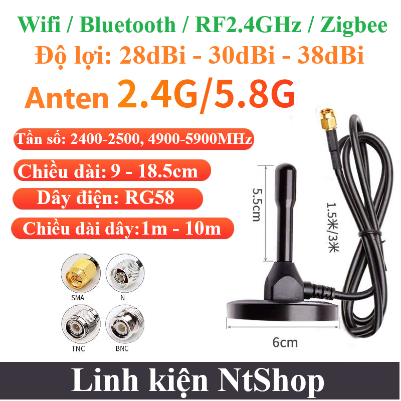 Anten 2.4HGz / 5.8GHz 28dBi / 30dBi / 38dBi SMA Kim trong 8.5cm đến 18 ...