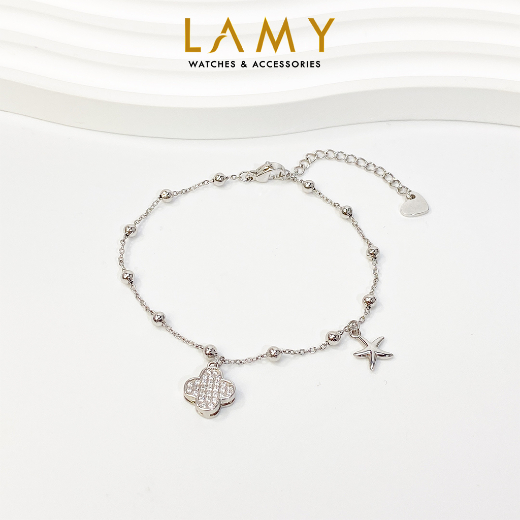 Ảnh Vòng tay nữ CDE Lucky Four Leaf Star Silver Bracelet CDE2241 1