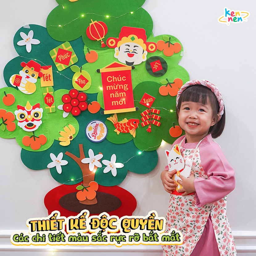 Cây Quất DIY KENNEN Bằng Vải Nỉ Trang Trí Tết - Cao 1m, 35 Chi Tiết