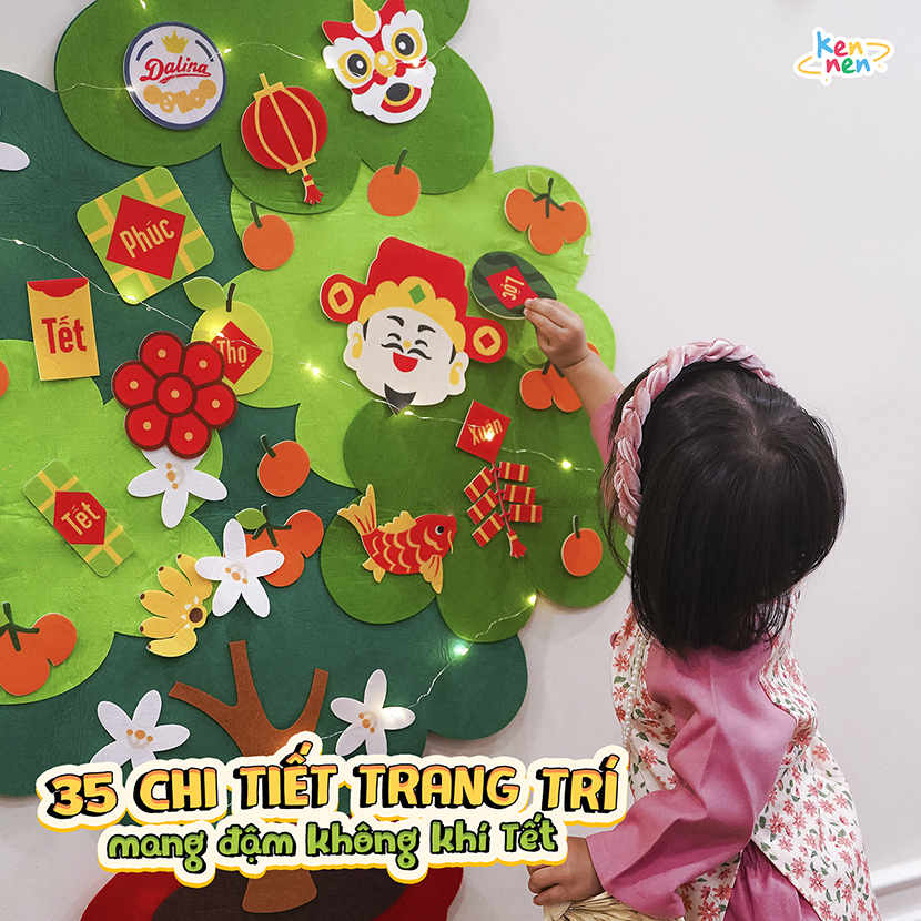 Cây Quất DIY KENNEN Bằng Vải Nỉ Trang Trí Tết - Cao 1m, 35 Chi Tiết