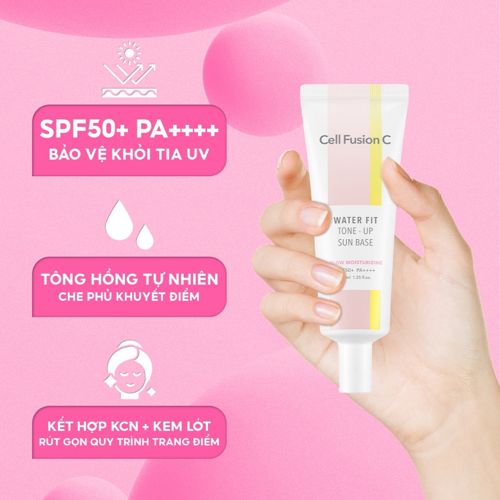 Ảnh Kem chống nắng nâng tone tự nhiên Cell Fusion C Water Fit Tone-Up Sun Base SPF50+ 40ml dưỡng ẩm nâng tông căng bóng 3