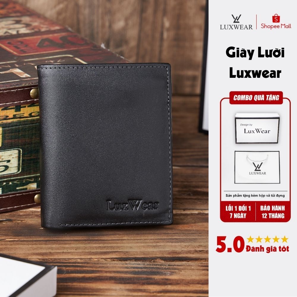 Ví nam đứng da bò cao cấp LuxWear bảo hành 24 tháng đựng được các giấy tờ khổ lớn full box VD01