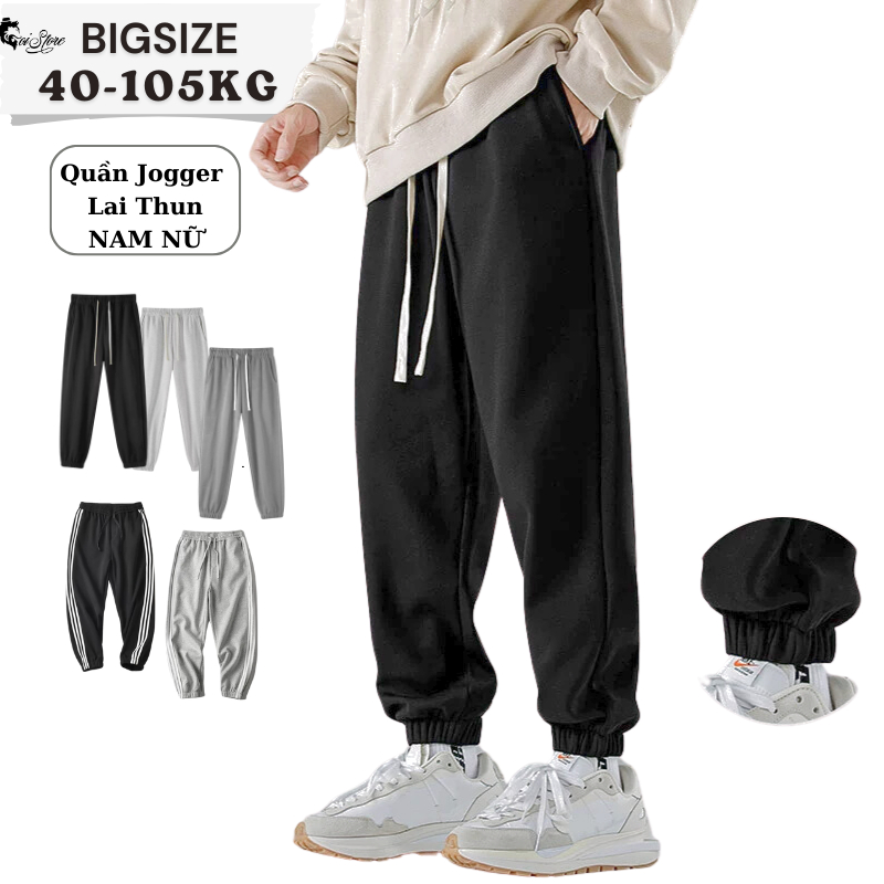 Bigsize 40-105kg Quần Jogger Nam Nữ Lai Thun Thời Trang Thu Đông (sọc-không sọc)
