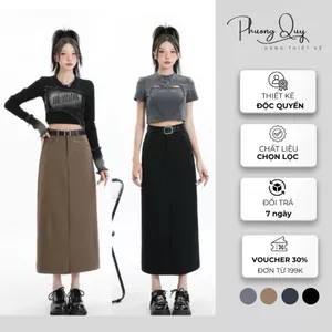Chân váy công sở midi xẻ sau, chân váy dài với thiết kế nắp túi giả sau, chất liệu vải cao cấp không nhăn [CV02]