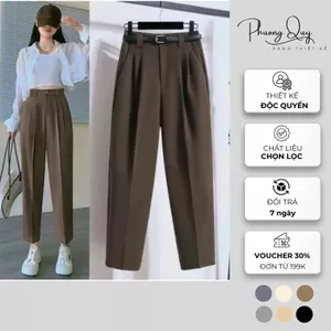 Quần BAGGY cạp hai khuy lưng cao, chất liệu vải chéo hàn cao cấp,thiết kế phong cách trẻ chung