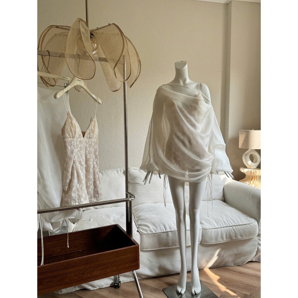 Jum thêu ren kèm lưới voan hai món- Hàng Thiết Kế- Màu Be- TYCLOTHING