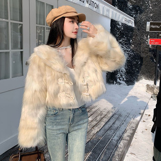 Áo khoác lông cao cấp cổ bẻ áo dáng ngắn khí chất sang trong mùa thu đông cho nữ