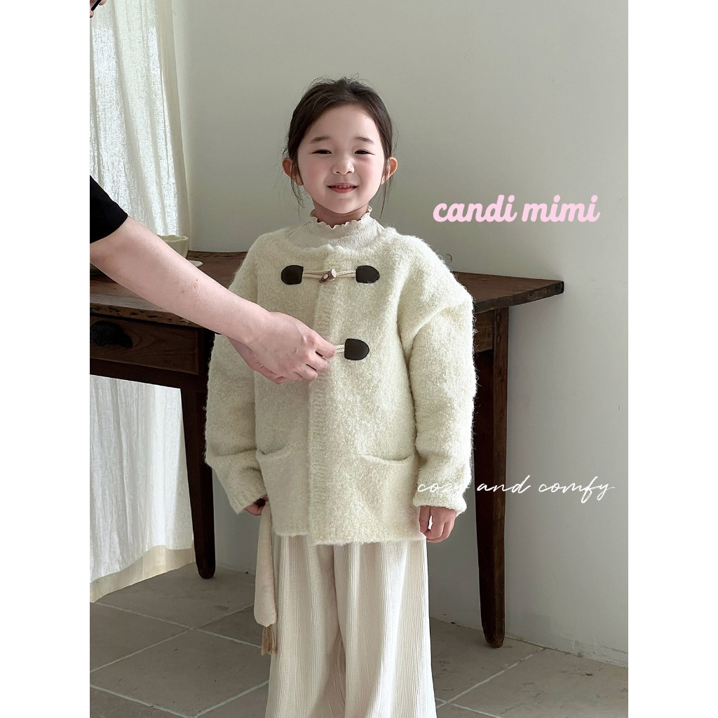 CANDIMIMI Quần suông màu be dáng dài - Phong cách Hàn Quốc