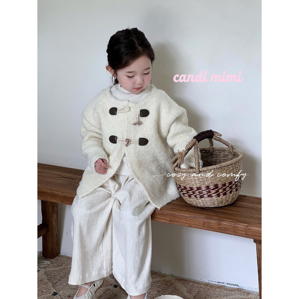 CANDIMIMI Quần suông màu be dáng dài - Phong cách Hàn Quốc