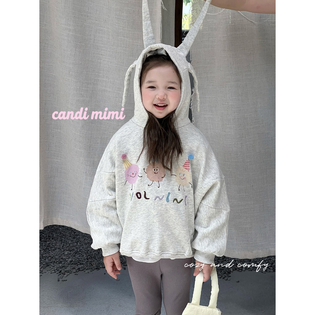 CANDIMIMI Áo hoodie có mũ gắn tai ngộ nghĩnh - Phong cách Hàn Quốc