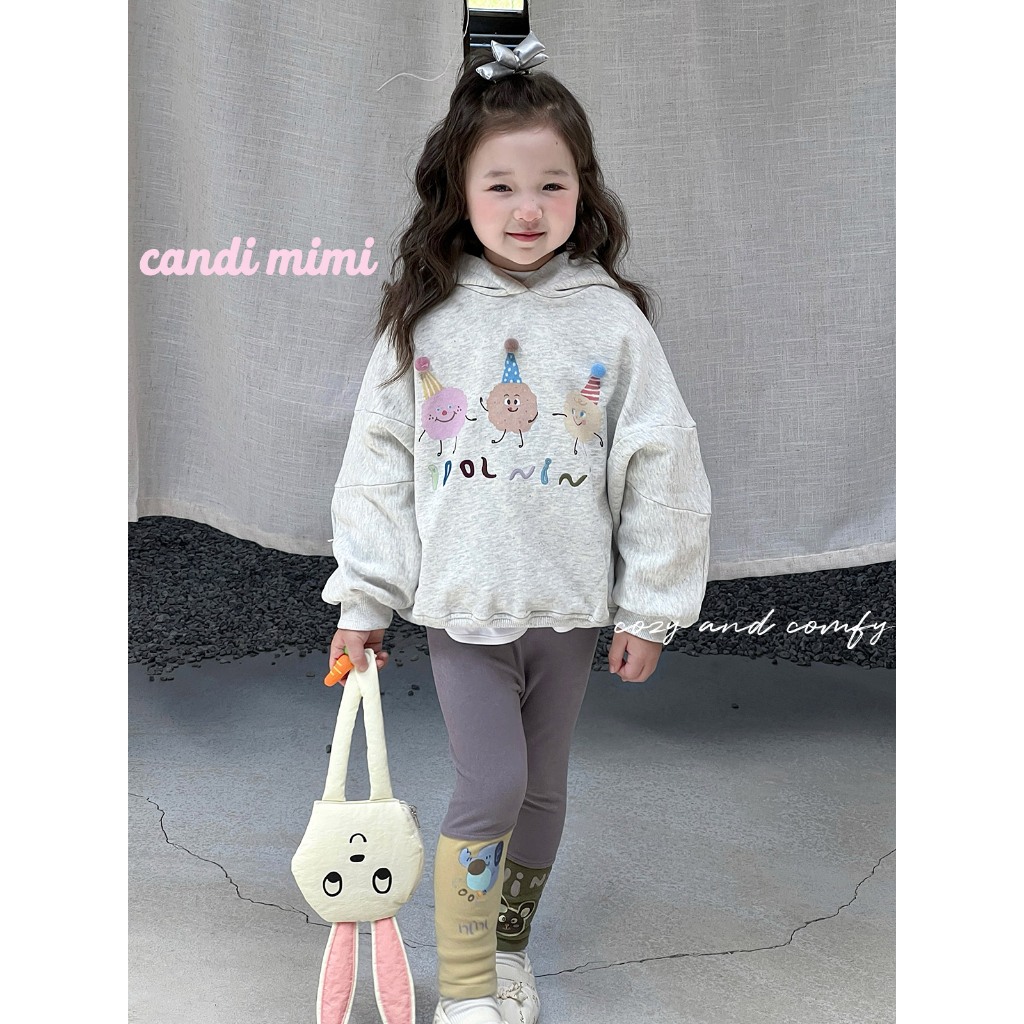 CANDIMIMI Áo hoodie có mũ gắn tai ngộ nghĩnh - Phong cách Hàn Quốc