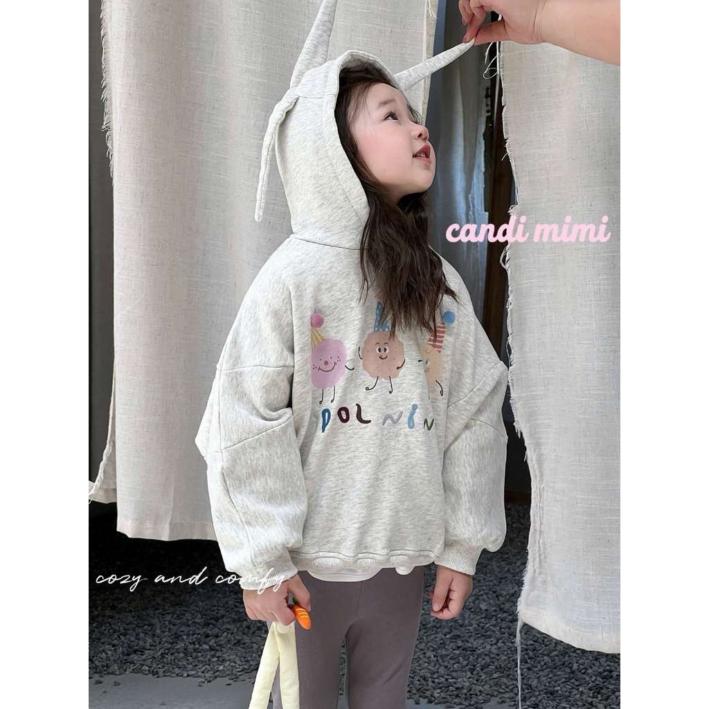 CANDIMIMI Áo hoodie có mũ gắn tai ngộ nghĩnh - Phong cách Hàn Quốc