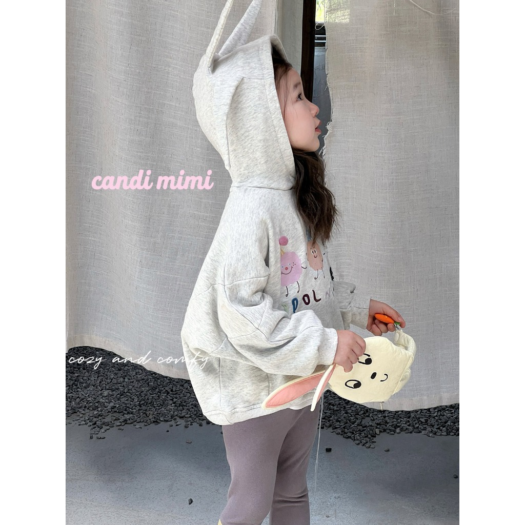 CANDIMIMI Áo hoodie có mũ gắn tai ngộ nghĩnh - Phong cách Hàn Quốc