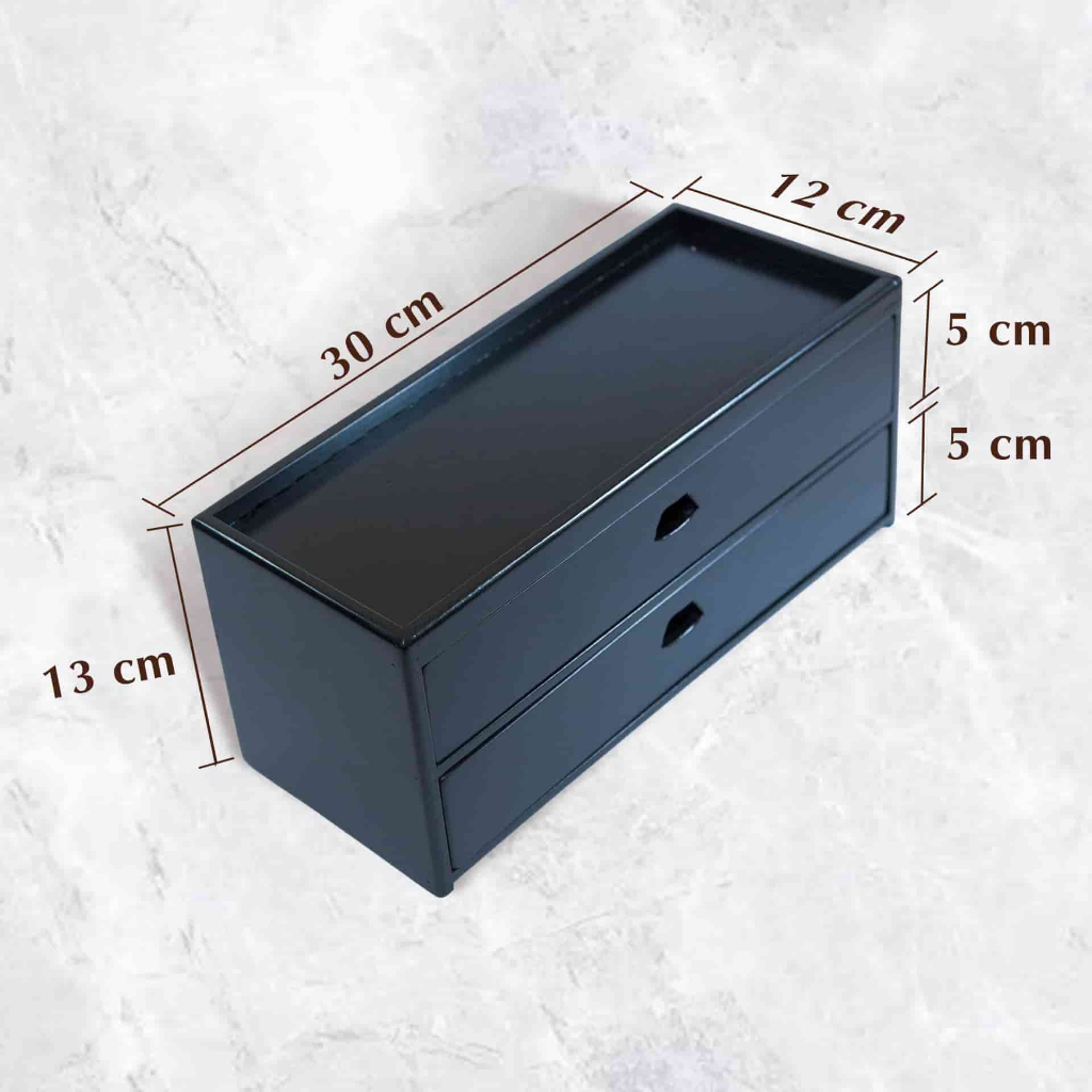 Hộp đựng đũa muỗng thìa bằng gỗ Sồi màu đen 2 tầng cho nhà hàng quán ăn Nhatvywood NV5322B