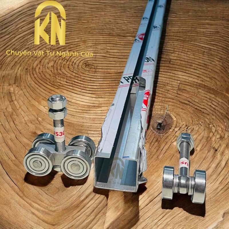 [Chịu tải đến 500kg] Đường rày inox / Ròng rọc / bánh xe cửa lùa trượt ...